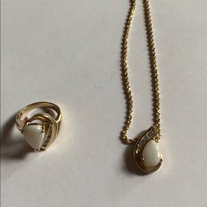 Opal and Diamond necklace/ring set